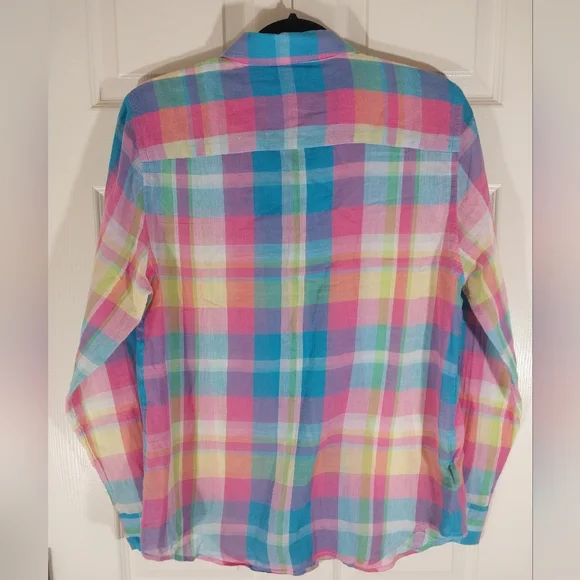 Lauren Ralph Lauren Vibrant Multicolor Plaid Womens Shirt Size S - Picture 3 of 3